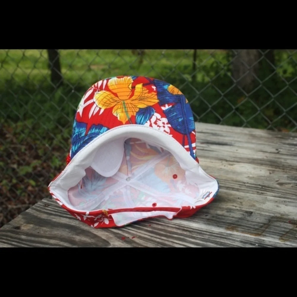 Vintage Nissin Red Hawaiian Hat Howard James Electric‎ Logo Trucker Rope Hat